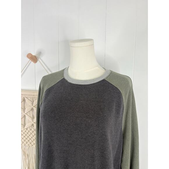 Prana Women’s Cozy Up Colorblock Crewneck Sweatshirt Large Olive Green Charcoal - Picture 4 of 10
